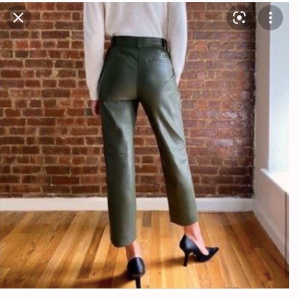 Babaton Aritzia Command Cropped Leather Green Pan… - image 7